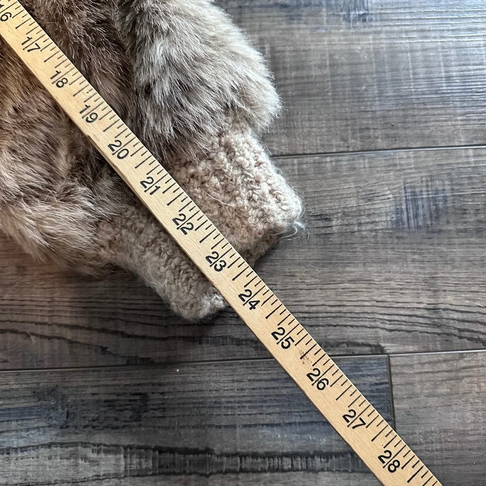 Lifestyle 80 by Andrea Ungar Faux Fur Jacket Zig Zag Pattern Knit Collar & Cuffs - Picture 14 of 14